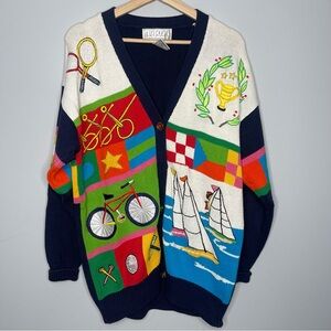 Vintage Lizi Rich embroidered sweater old money golf country‎ club medium